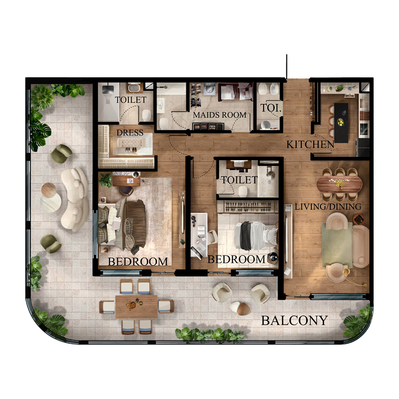 2 bedroom Apartments - Radiant Garden Towers