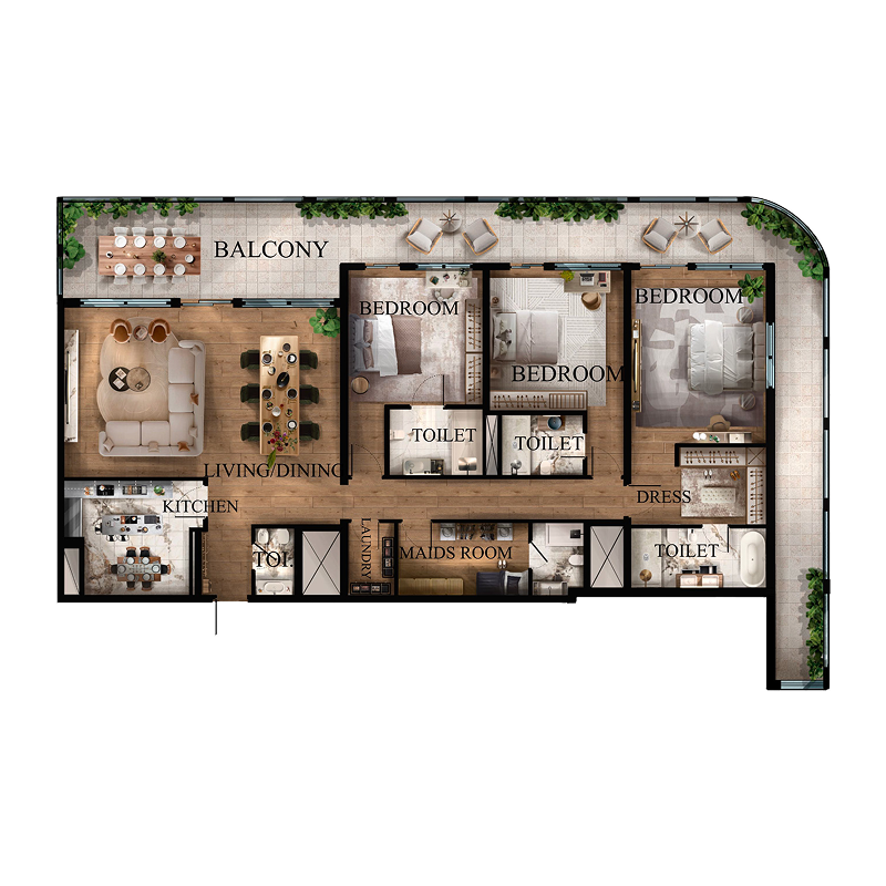 3 bedroom Apartments -  Radiant Garden Towers