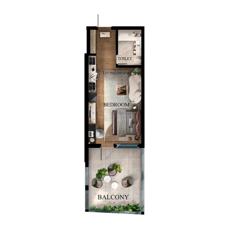 Studio Apartments -  Radiant Garden Towers