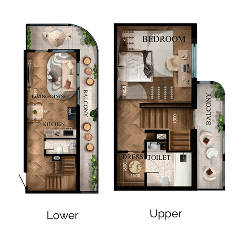 1 bedroom Duplex -  Radiant Garden Towers