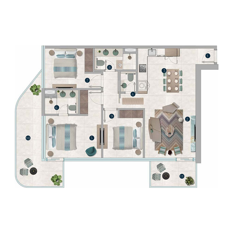 3 bedroom Apartments -  Octa Isle Interiors by Missoni
