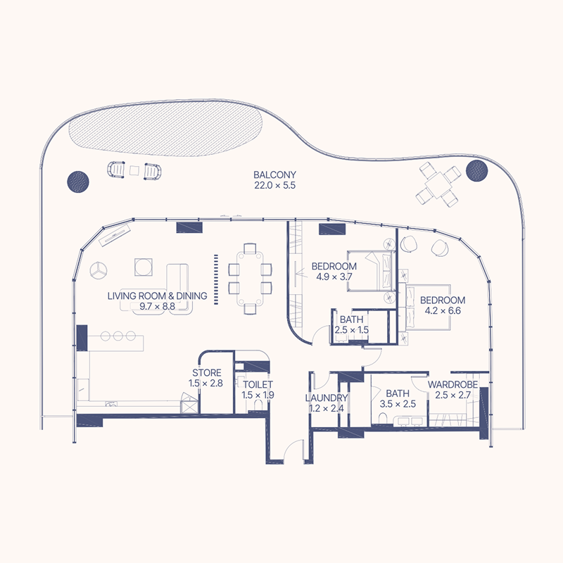 2 bedroom + pool Apartments -  Gianfranco Ferre Residences