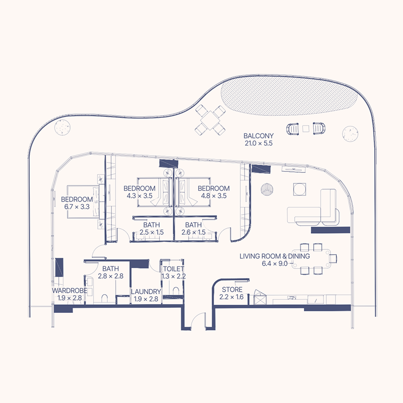 3 bedroom + pool Apartments -  Gianfranco Ferre Residences