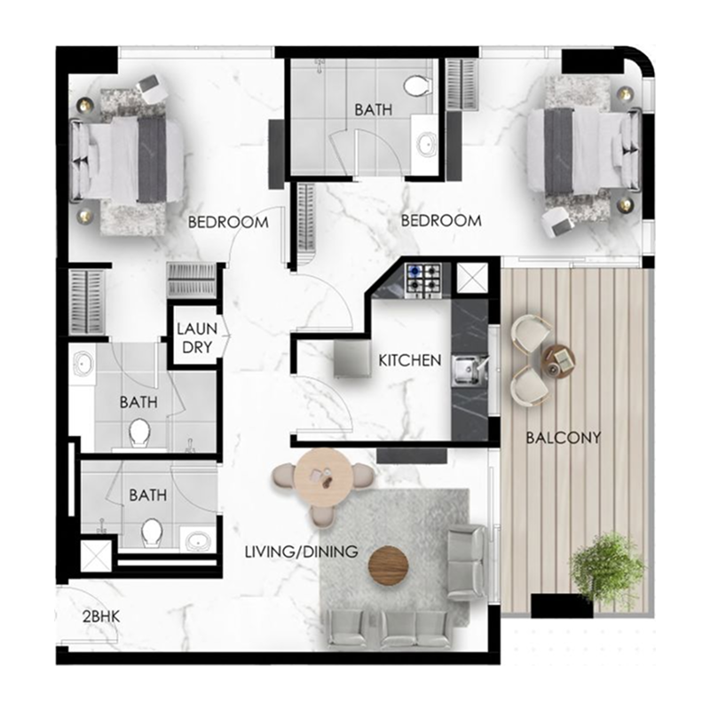 2 bedroom Apartments -  The Eighty Three