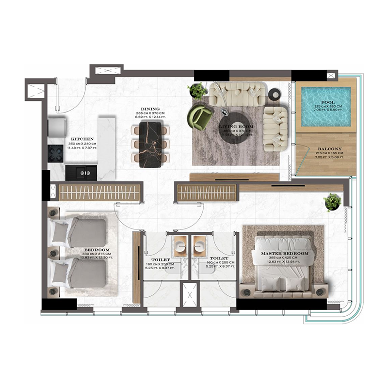 2 bedroom + pool Apartments -  Lazord by Lapis Phases 1 and 2