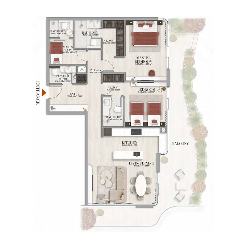 2,5 bedroom Apartments -  Gate Eleven by Amwaj Development