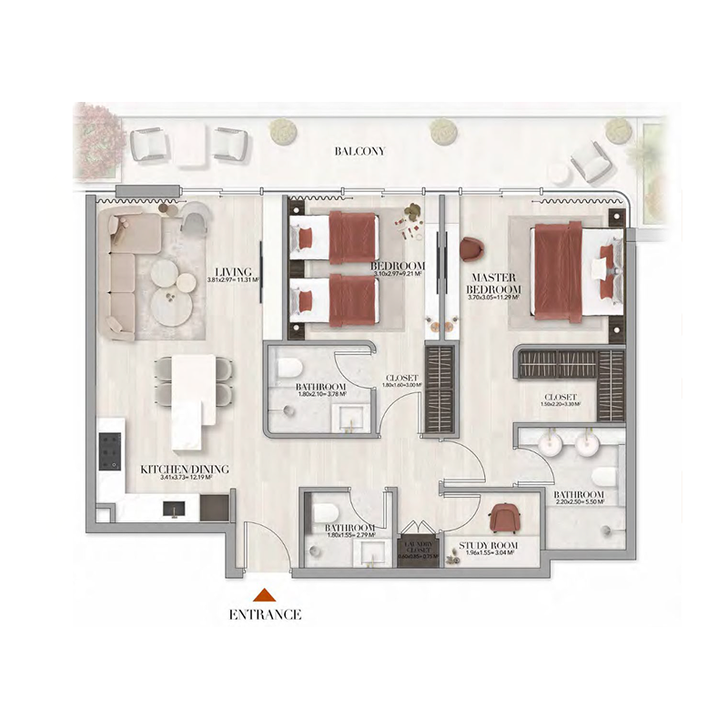 2 bedroom Apartments -  Gate Eleven by Amwaj Development